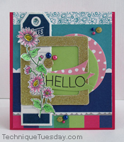 Hello Flowers Crayon Card