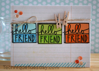 Hello Friend Clothespin Card