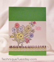 Hello Stitched Bouquet Card