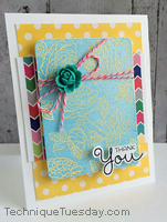 Thank You Embossed Rose Card
