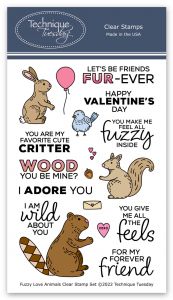 Fuzzy Love Animals Clear Stamp Set