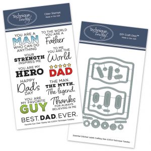 Favorite Guy Stamp Set with Essential Stitched Labels Bundle