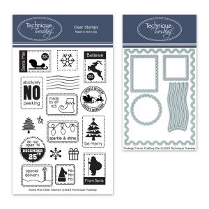 Santa Mail Stamp Set and Postage Card Crafting Dies Bundle