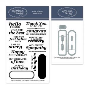 Lots of Sentiments Stamps + Oval & Rectangle Labels Craft Dies