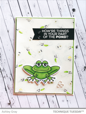 FROG #48 11.5x7.5cm die cut card making reptile toad pond amphibian prince leap 
