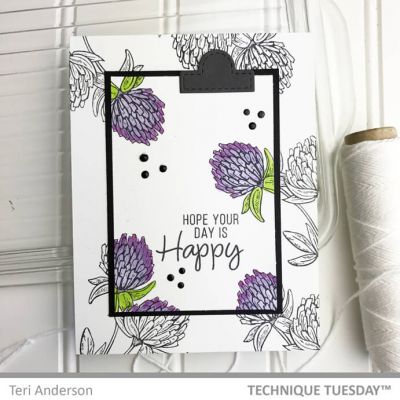 Happy Purple Flowers Background Card | Paper Craft Project Idea | Technique  Tuesday