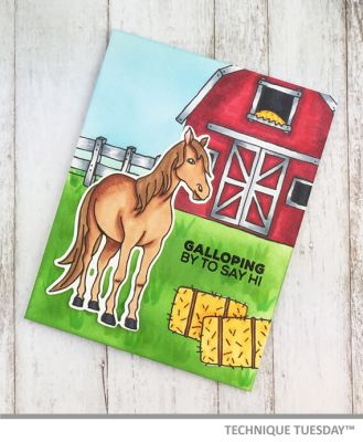 Horse Funny Farm Card | Paper Craft Project Idea | Technique Tuesday
