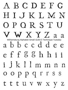 Williamsburg Small Alphabet Stamp Set
